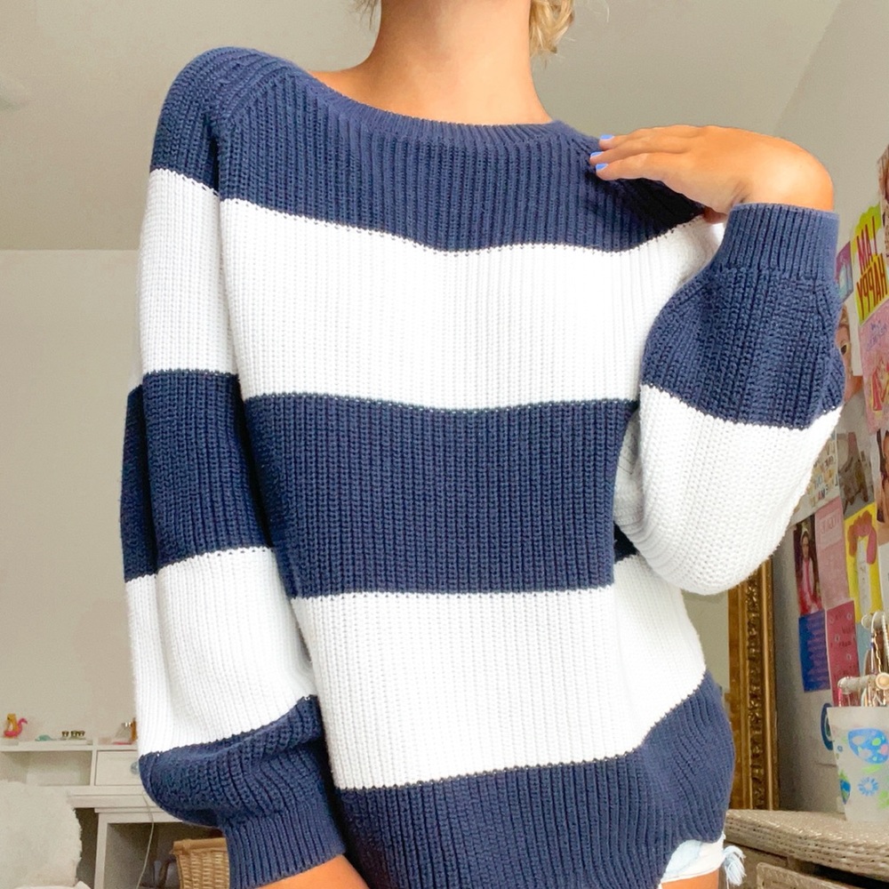Zara stripped/scalloped sweater